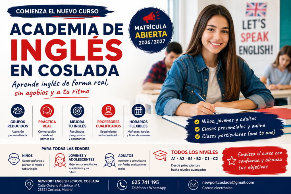 Cursos de inglés en Coslada para niños, jóvenes y adultos con matrícula abierta